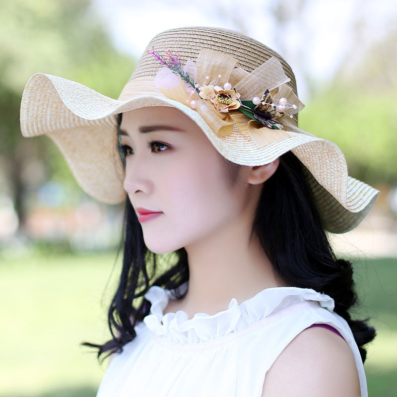 帽子韩版遮阳帽夏季女防晒草帽遮脸骑电动车百搭大帽檐新款太阳帽