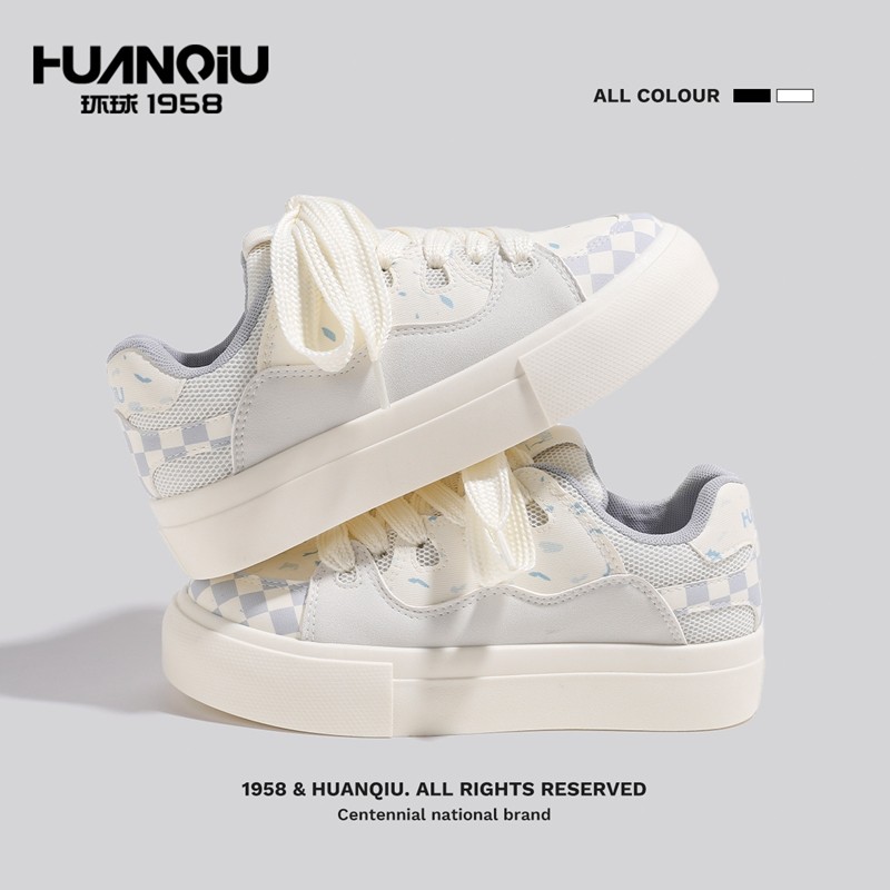 环球女鞋厚底面包鞋女百搭格子拼接休闲板鞋学生软底小白鞋女款鞋,女鞋,休闲板鞋,淘宝优惠券,粉丝福利购,淘宝优惠卷