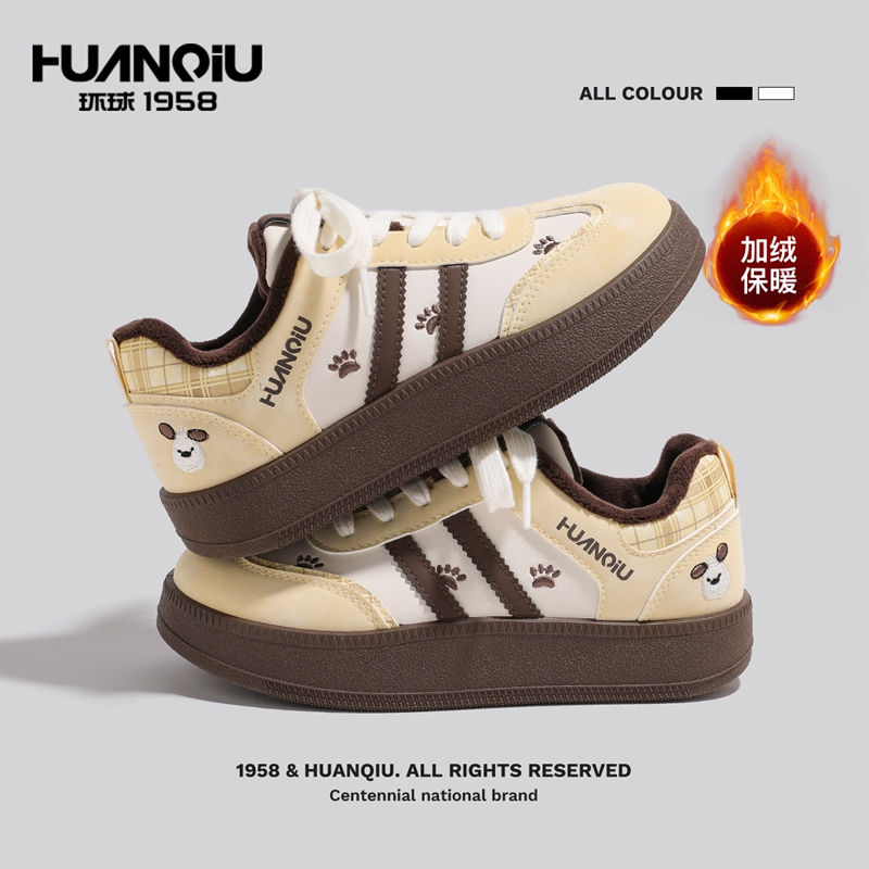 环球女鞋厚底面包鞋冬季加绒保暖