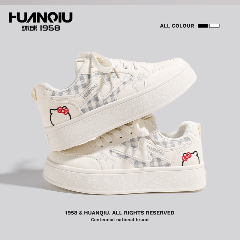 环球女款厚底小白鞋透气增高板鞋