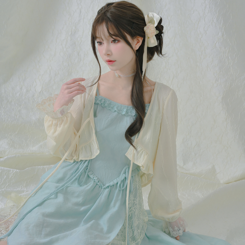 原创SNBL甜美初恋风不规则拼接气质吊带连衣裙两件套裙子夏季