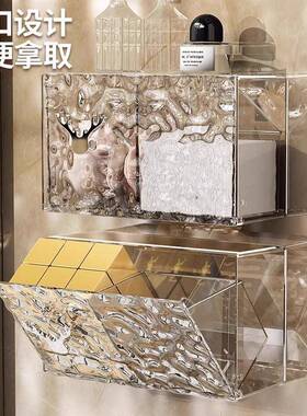 化棉收纳盒卫生间红免A11417打孔壁挂置物架棉签口纸盒轻奢妆高颜