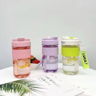 女生双饮水杯高颜FX-2420值吸管咖啡杯夏季塑料trtan耐i高杯温式