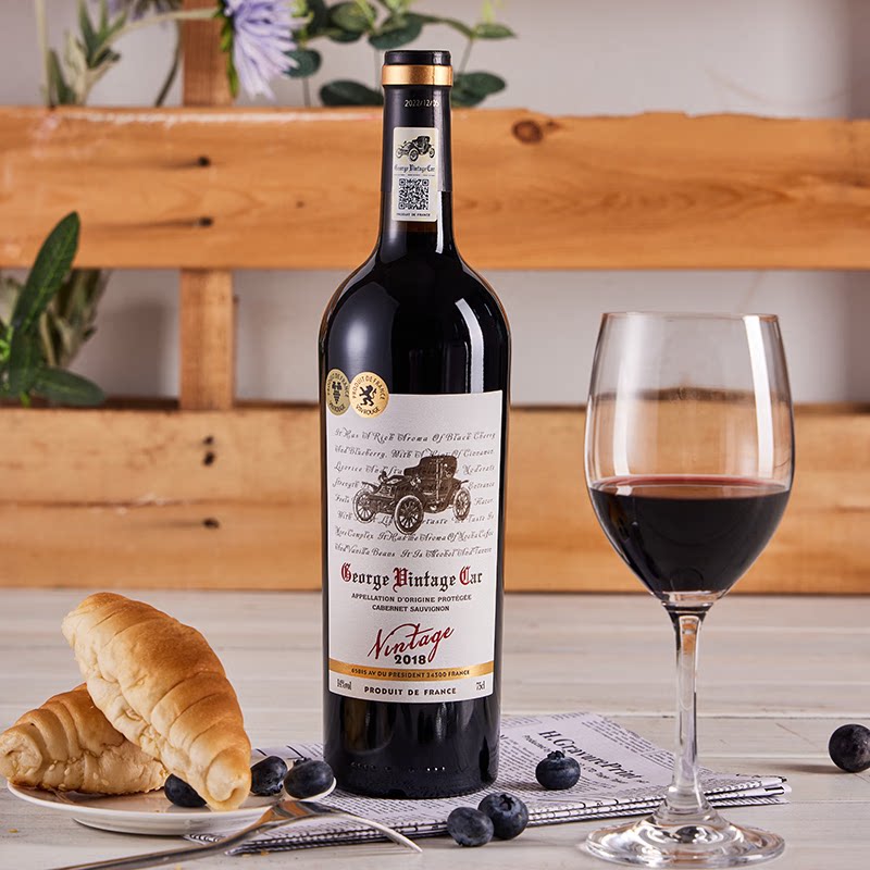 乔治老爷车2018款珍藏干红葡萄酒优选级赤霞珠AOP等级法国 750ml