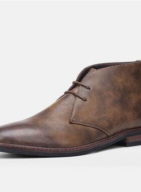 Men Desert Chukka Boots Leather Shoes Plus Size 工装沙漠靴男