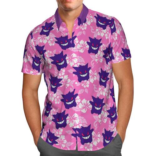 Casual 3D printed short-sleeved shirt休闲3D印花短袖衬衫男士