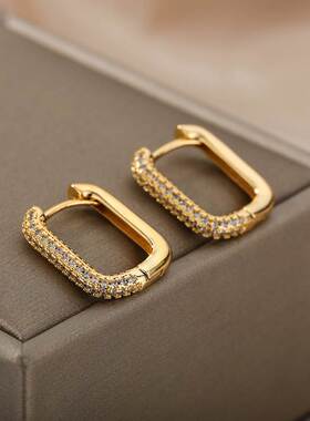Square Circle Hoop Earrings For Women Stainless Steel Shiny