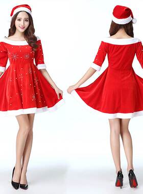 Winter Christmas Dress Red Women's Thickened Skirt圣诞节服饰