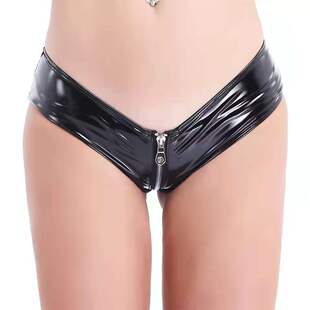 shorts漆皮拉链三角短裤 Lacquer triangular zippered 女 leather