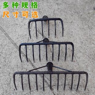 焊接加强钢钉耙耙草农用铁耙九尺钉耙老式搂草平地多功能六齿尖耙