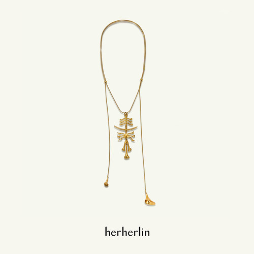 herherlin【新品】原创设计角铃通天树可调节长项链高级感毛衣链