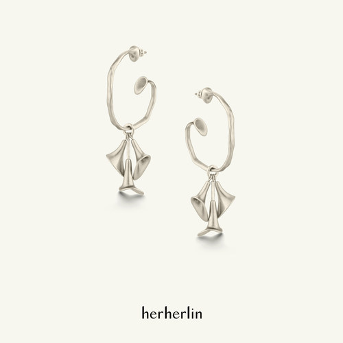 herherlin【新品】原创角铃三摇耳圈小众设计气质简约高级耳环