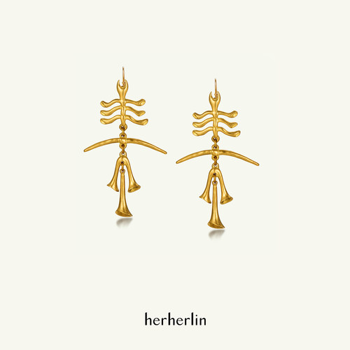 herherlin【新品】 原创设计角铃通天树耳环小众高级感个性耳饰