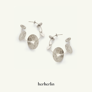 herherlin【新品】原创设计月相连鼓锤纹耳圈小众高级感气质耳环