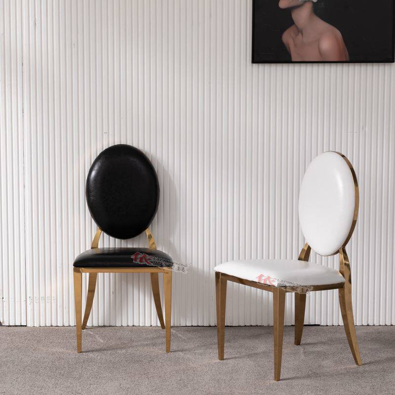 港式不锈钢餐椅简约现代金属靠背皮椅时尚酒店宴会厅休闲椅子