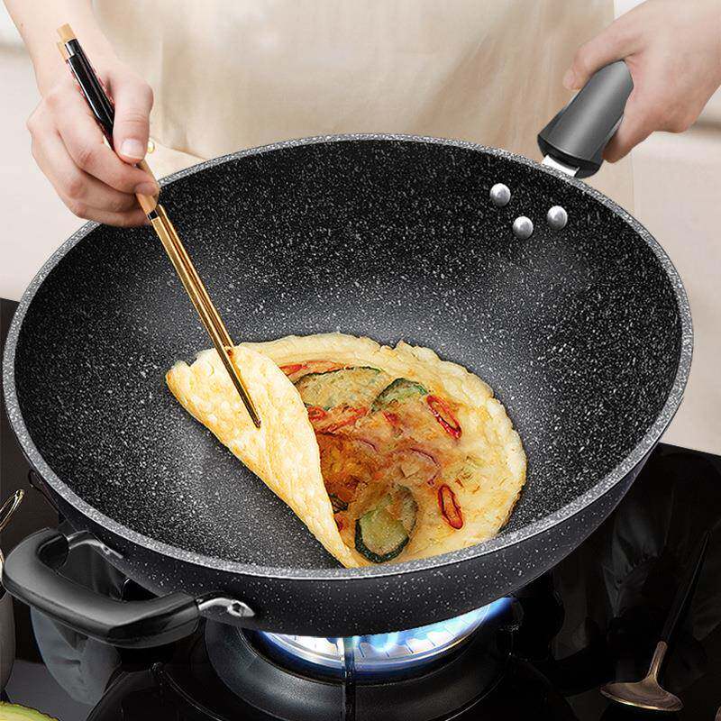 用麦饭石粘锅套自有品牌装家用不汤锅炉煎锅炒锅三件套具通锅具套