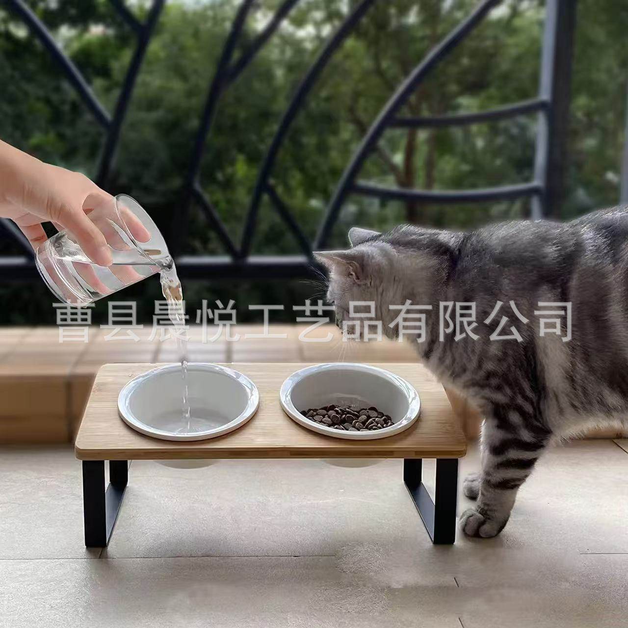 创意铁木结合猫碗架实木斜宠物颈家用木质狗碗架架双碗口碗护式,宠物/宠物食品及用品,宠物智能碗,淘宝优惠券,粉丝福利购,淘宝优惠卷