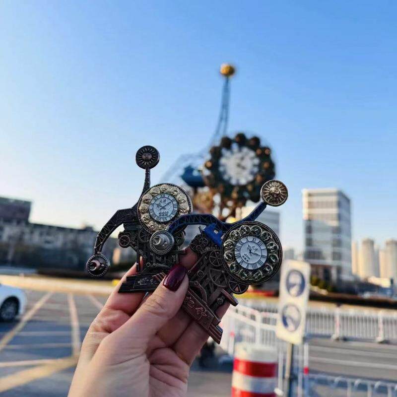 天纪津天津念文创海鸥物馆世书含实力纪钟冰博箱贴可旋转旅游磁吸
