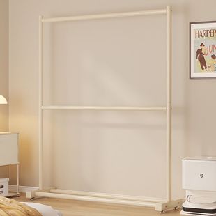 奶油风简易衣柜双层挂衣架上下立式置物架出租屋衣帽架子衣架落地