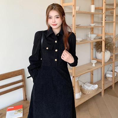 赫本风法式长袖连衣裙子女2025新款秋冬季小个子高级感配大衣内搭