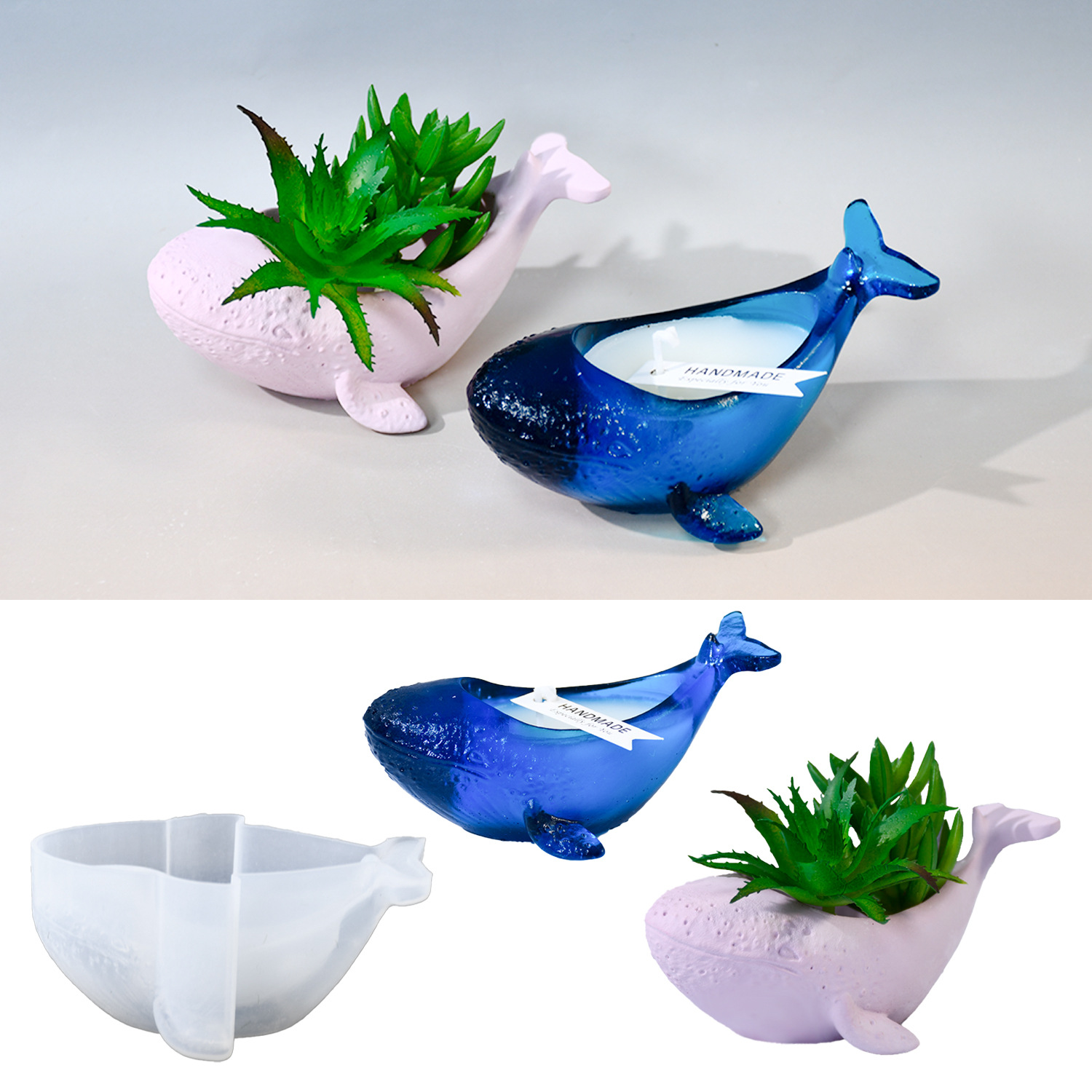 diy水晶滴胶模具鲸鱼烛台