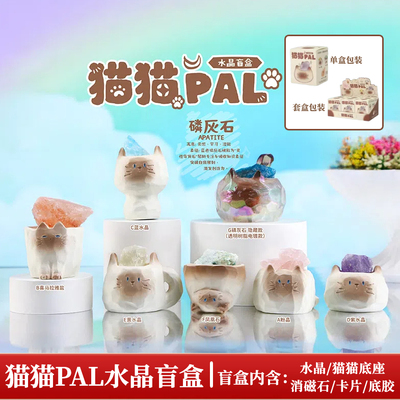 正版猫猫PAL水晶盲盒摆件创意喵喵动物桌面猫咪公仔手办生日礼物
