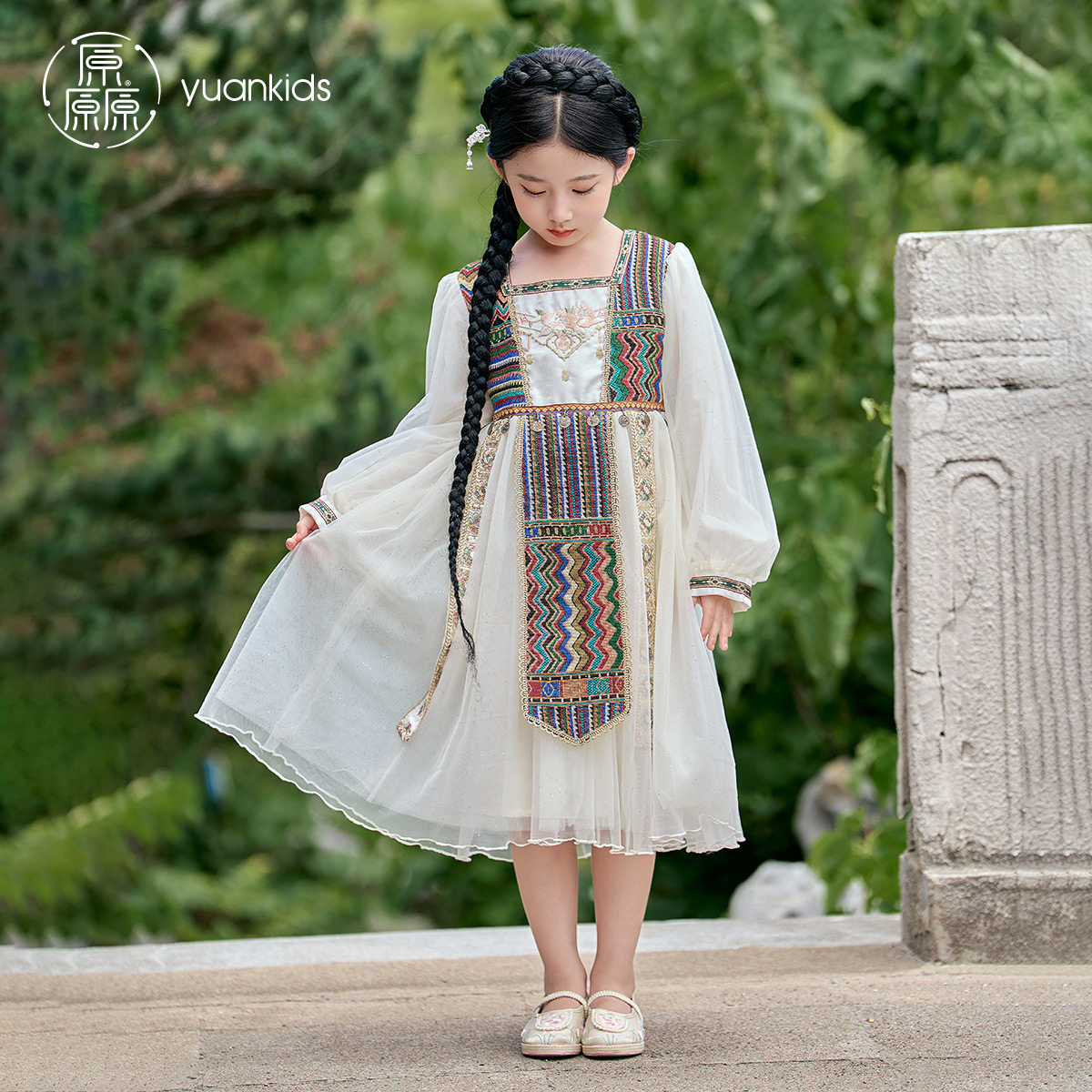 厵女童汉服2026新款春秋民族风儿童古装春秋连衣裙小女孩公主裙