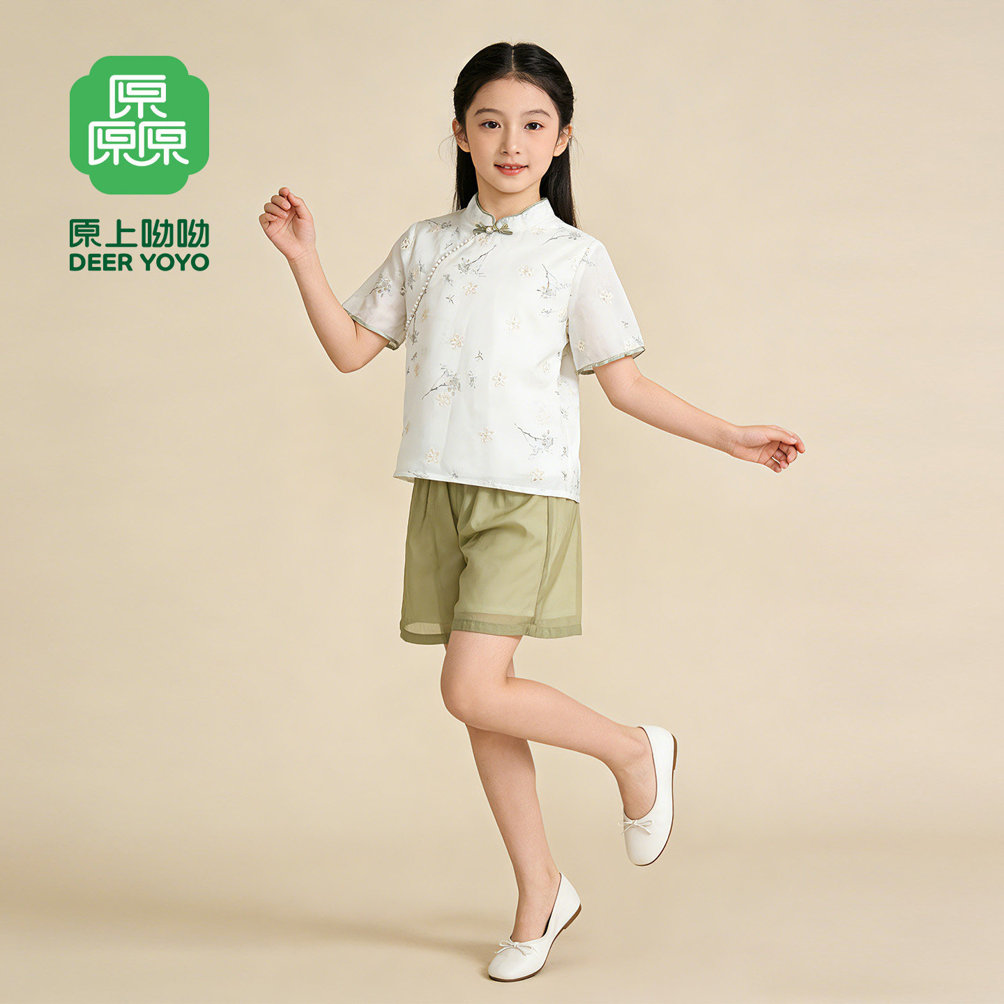 女大童夏季新国风T恤短裤套装