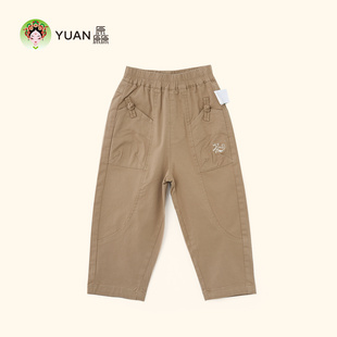 厵YUAN男童裤子春款休闲裤炸街痞帅风儿童工装裤男孩直筒长裤简约