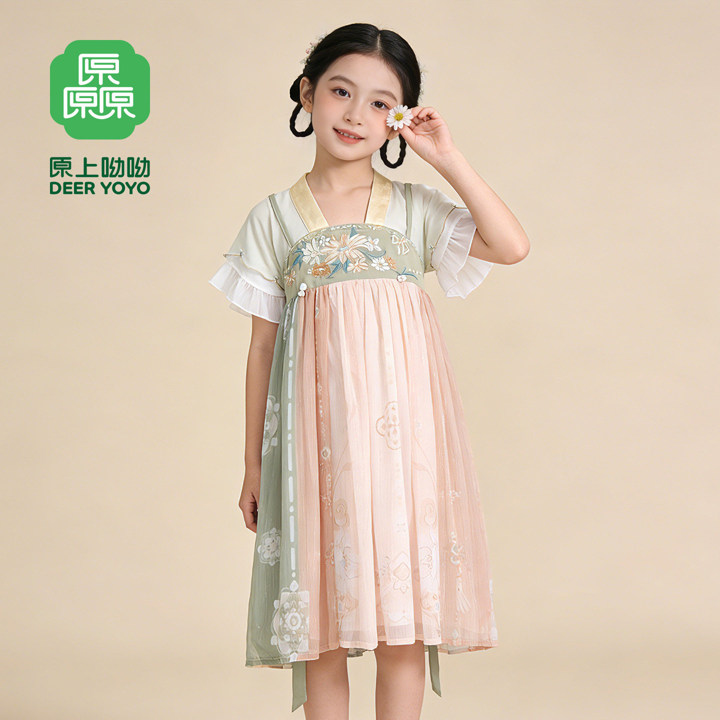 原上呦呦茹颜汉服精致女童2026新夏中国风公主裙超好看薄款连衣裙