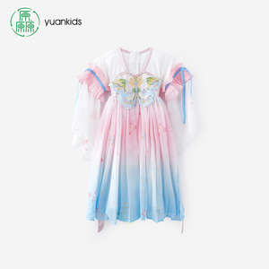 厵汉服女童春春2026新款中国风唐装长袖古风襦裙女宝连衣裙演出服