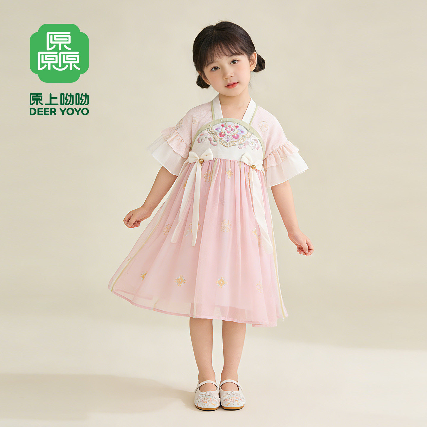 原上呦呦汉服女童夏新款中国风襦裙薄款连衣裙古风古装裙子演出服