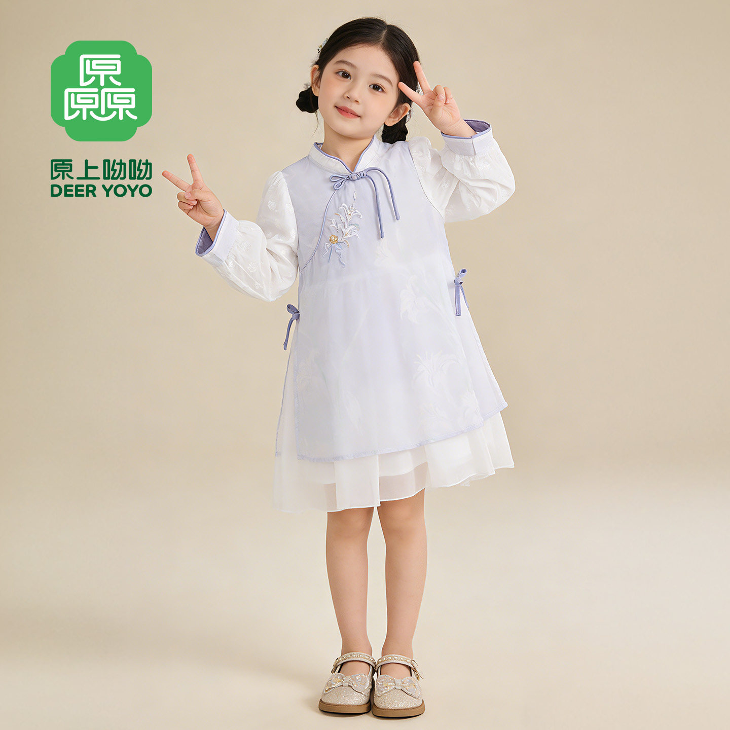 厵yuan汉服女童春秋儿童旗袍2026新款中式国风连衣裙日常休闲裙子