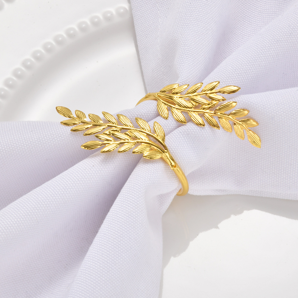 Gold Leaf Napkin Rings Fall Napkin Holder餐巾扣麦穗餐巾环
