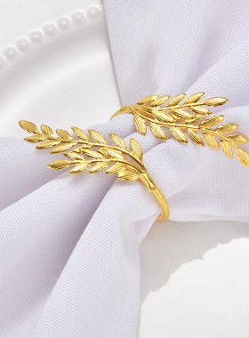 Gold Leaf Napkin Rings Fall Napkin Holder餐巾扣麦穗餐巾环