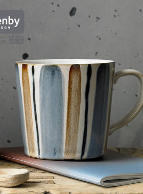 新年礼物|denby丹碧进口手绘条纹陶瓷杯子马克杯咖啡杯情侣水杯