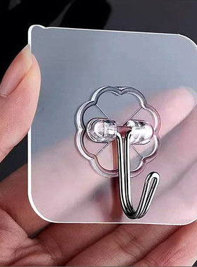 挂钩免打孔强力承重透明无痕粘胶贴墙壁上粘钩厨房卫生间挂衣钩子