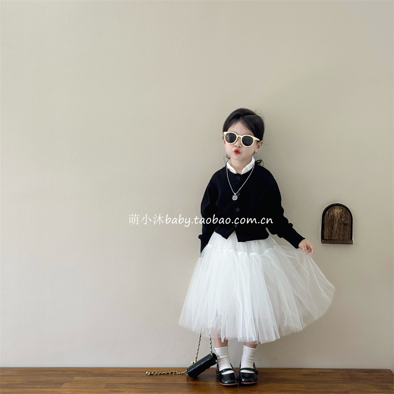 儿童洋气芭蕾风半身裙2025新款韩版女宝宝秋季法式时尚蓬蓬纱裙潮