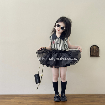 女孩夏季薄款小香风气质格子背心