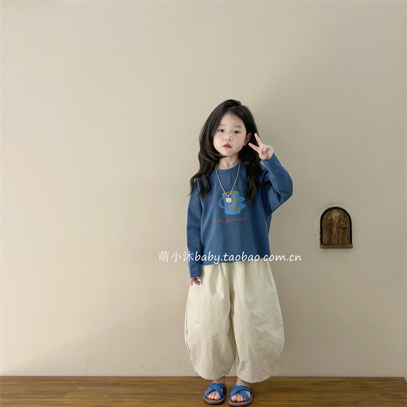 儿童洋气宽松T恤2026新款韩版男女童春款休闲可爱印花套头上衣潮