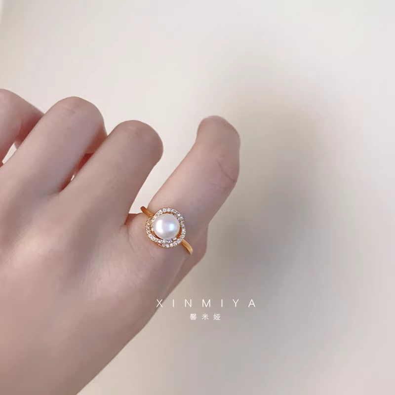 天然珍珠戒指女小众设计个性时尚