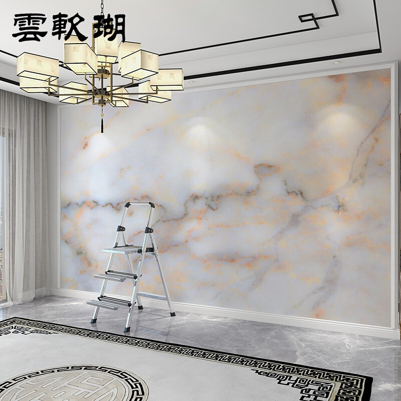 极速客厅电视机背景墙壁纸3d立体新款大理石纹反光墙布家用影视墙