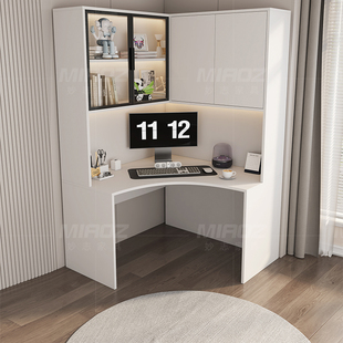 转角书桌书柜一体靠墙卧室拐角学生学习桌定制家用台式 办公电脑桌