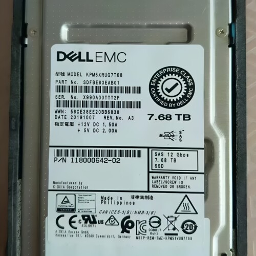 EMC D4-2SFXL2-7680 005053160 005053161 7.68TB SAS SSD 硬盘