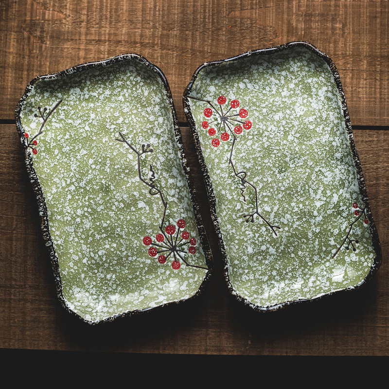 8寸碟子陶瓷小吃盘好看长方形