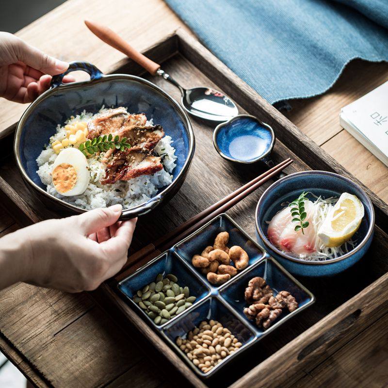 仪式感一人食减脂餐碗盘套装轻奢高级感家用民宿分餐制餐具带托盘