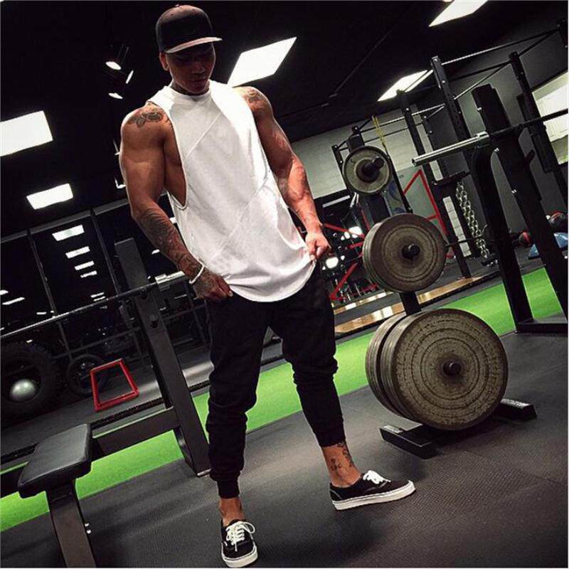 Stitching men's fitness vest sleeveless T-shirt 拼接无袖T恤
