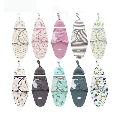 Newborn Swaddle Wrap +Hat Cotton Baby Receiving Blanket