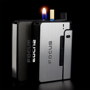 Cigarette 8Pcs Case Boxes Lighter Portable Holder Automatic