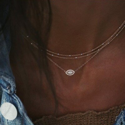 欧美项链 Multi-layered beads Lady Long pendant New necklace